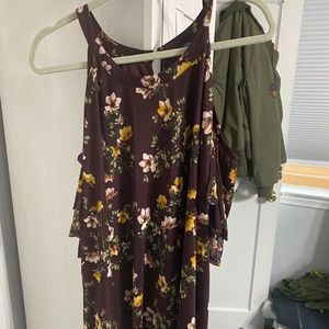 Floral Plus Size Cold Shoulder Shirt